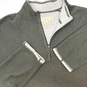 The Territory Ahead Mens XL Olive Green Waffle Knit 1/4 Zip Pullover Cotton Peru